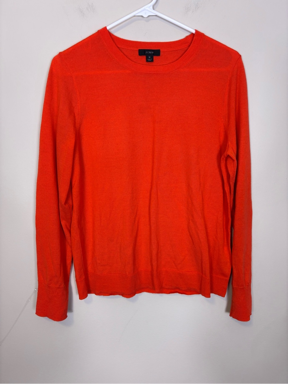 J. Crew Women’s Bright Orange 100% Merino Wool Crewneck Sweater Medium